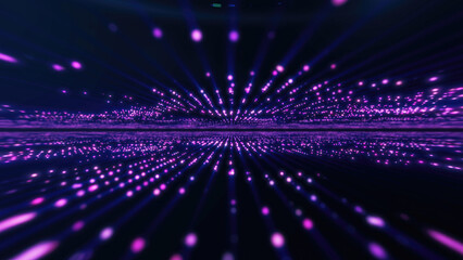 Obraz premium Abstract purple glowing energy hi-tech lines and digital particles tunnel with bokeh effect background