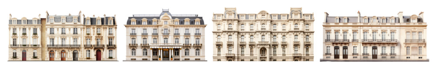 Obraz premium Vintage buildings png element set on transparent background