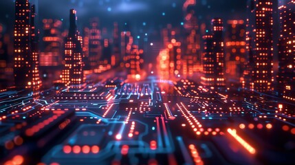 Obraz premium A tech background, digital paradise, cutting edge architecture