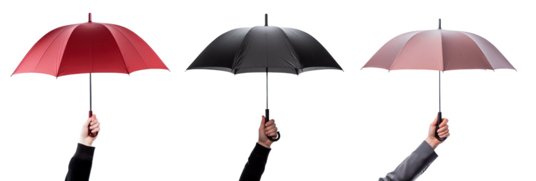 Hand holding an umbrella png on transparent background