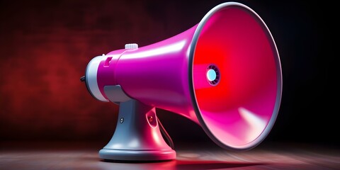 Colorful neon megaphone for trendy social media marketing with buzzwords. Concept Neon Megaphone, Social Media Marketing, Trendy, Colorful, Buzzwords