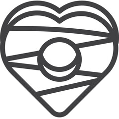 Heart donut outline icon on transparency background