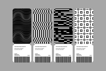 Modern exhibition ticket template layout abstract geometric shapes pattern line square poster minimal black white graphic design receipt urban style repeat annual cover print