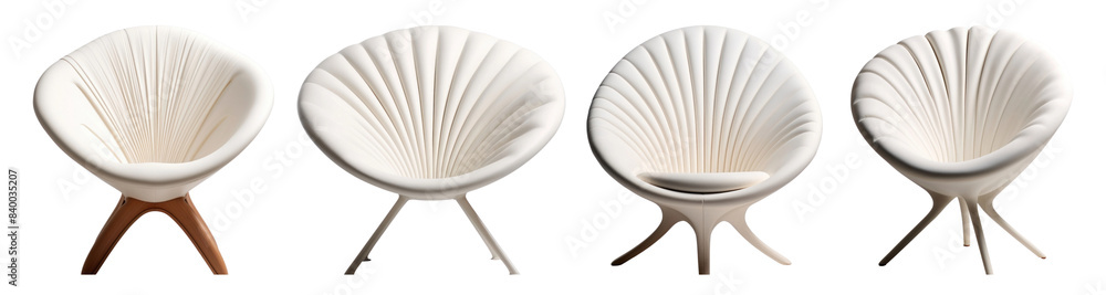 Aufkleber minimal shell chair png element set on transparent background
