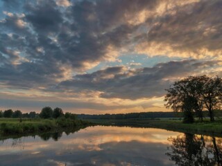 Fototapeta premium photo with romantic landscape sky