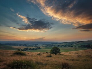 photo with romantic landscape sky