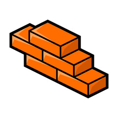 Bricks icon in isometry style. Construction image for website, app, logo, UI design.