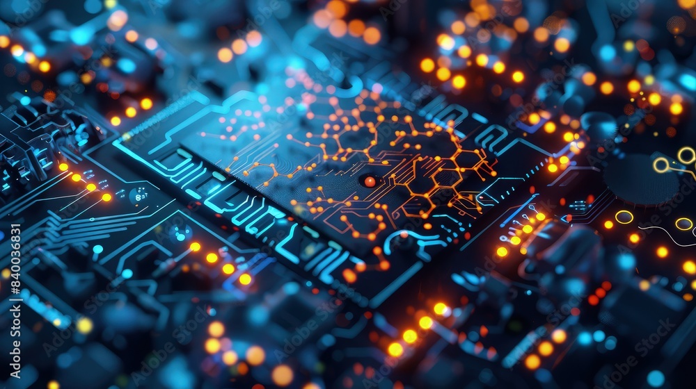 Aufkleber a close-up view of a nanoscale biosensor chip with glowing molecular sites actively engaging with ta