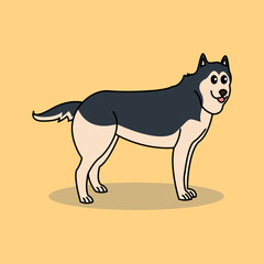 Siberian Husky Dog Mascot Illustration Vector Design - Animal
