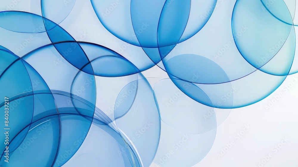 Poster a contemporary design featuring overlapping translucent circles in corporate blue, creating a dynami