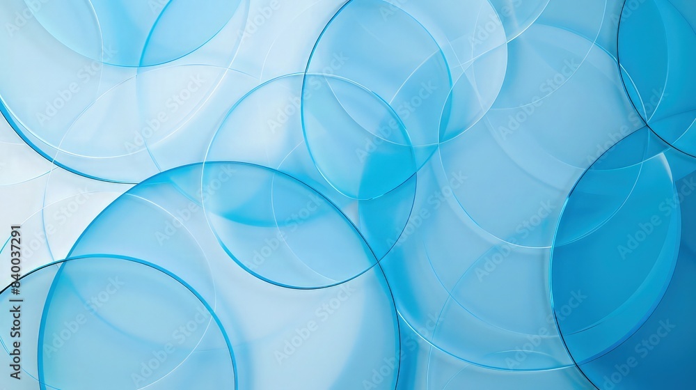 Poster a contemporary design featuring overlapping translucent circles in corporate blue, creating a dynami