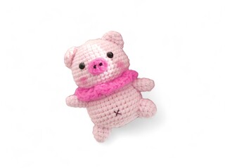 Cute stuffed pig character on a white background