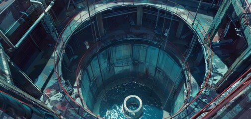 Deep well structure top view water source cybernetic tone Analogous Color Scheme