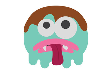 Troll Face Flat Sticker Design