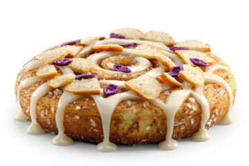 Festive cranberry and orange cinnamon roll, perfect for holiday gatherings, visually appealing and inviting for a sweet treat