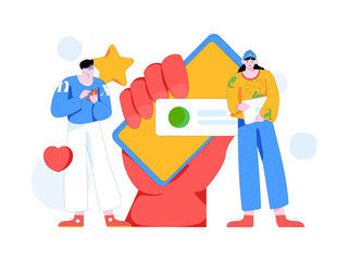 Virtual characters social communication concept business flat vector hand drawn illustration
