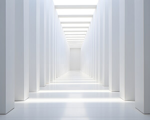 Obraz premium white wall empty room interior floor background modern light design.