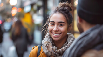 Woman talking and discussing
