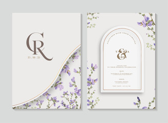 Wedding Invitation Template with Purple Flower