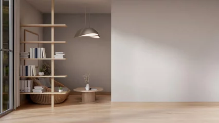 Fotobehang Scandinavisch The interior design of a contemporary minimalist home corridor with a living space.  © bongkarn