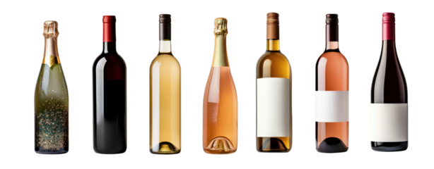 Bottle of wine png element set on transparent background