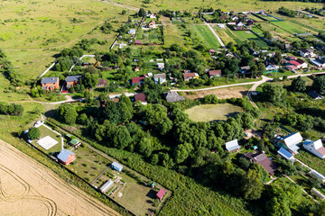 Aerial view of the small village of Anisimovo, Maloyaroslavetsky district, Kaluga region, Russia