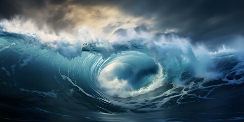 Vivid depiction of stormy sea with towering waves showcasing raw natural power. Concept Stormy Seas, Towering Waves, Raw Power, Vivid Depiction, Natural Beauty