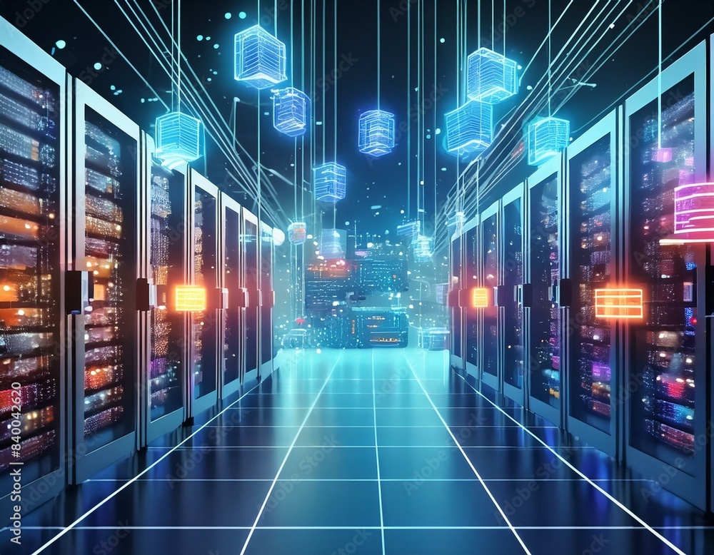 Poster kubernetes clusters orchestrating containers within data centers aigenerated concept illustration