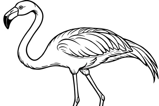 black and white flamingo standing clip art preview
