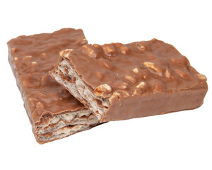 chocolate waffle bar isolated on white background