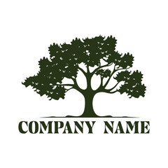 Obraz premium Oak Maple silhouette for Tree service residential landscape vintage logo design vector template