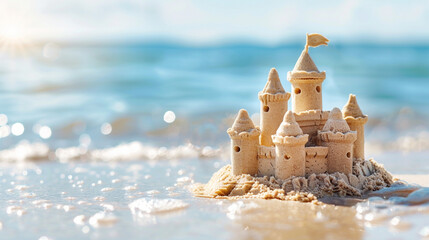 sand castle on the beach, summer season, tropical 