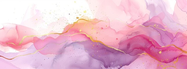 abstract background, watercolor, pink and purple with gold accents, beautiful marble effect in pastel natural colors and textures