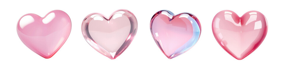 3d transparent glass png element set on transparent background