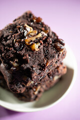 Chocolate brownies on a plate