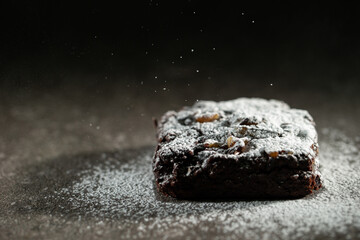 Chocolate brownies on a dark background	