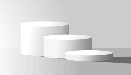 cylinder podium tube circle podium stage 3d Abstract minimal scene mockup products display, Stage showcase. Vector geometric forms	