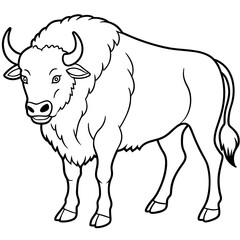 Bison line art vector illustration.