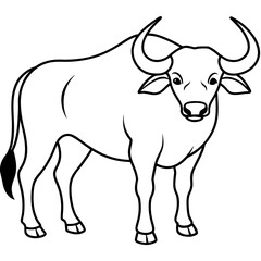 Bison line art vector illustration.