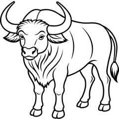 Bison line art vector illustration.