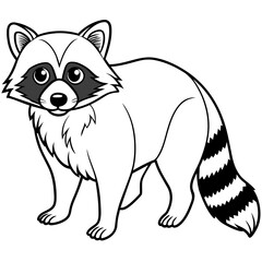 Raccoon line art vector illustration.