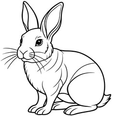rabbit line art vector illustration.