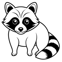 Raccoon line art vector illustration.