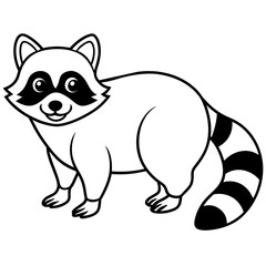 Raccoon line art vector illustration.