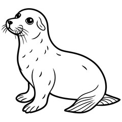 Seal line art vector illustration.