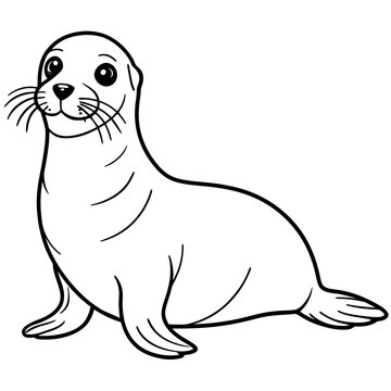 recommend clip art: Seal line art vector illustration.