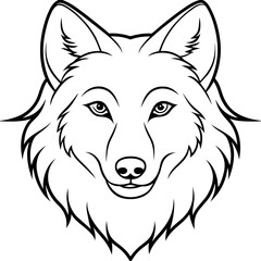 Wolf line art vector illustration.