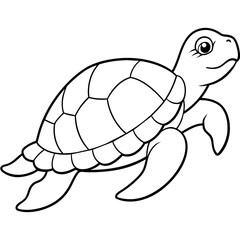 Turtle line art vector illustration.
