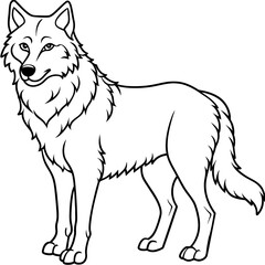 Wolf line art vector illustration.