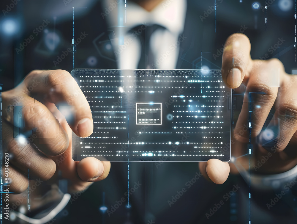 Poster digital identification or digital id concept. accessing databases by digital identity for cyber secu